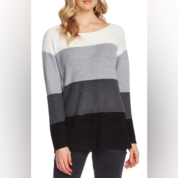 NWT Vince Camuto Waffle Stitched Colorblock Sweater sz XS - Picture 1 of 11